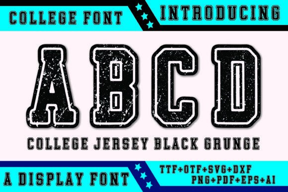 College Jersey Black Grunge Font
